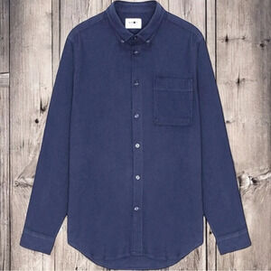 NNO7 Men’s Arne Navy Blue Flannel Shirt Size M